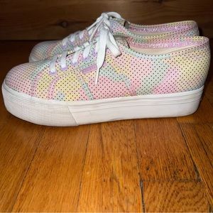 Superga pastel rainbow platform shoes sneakers Great condition